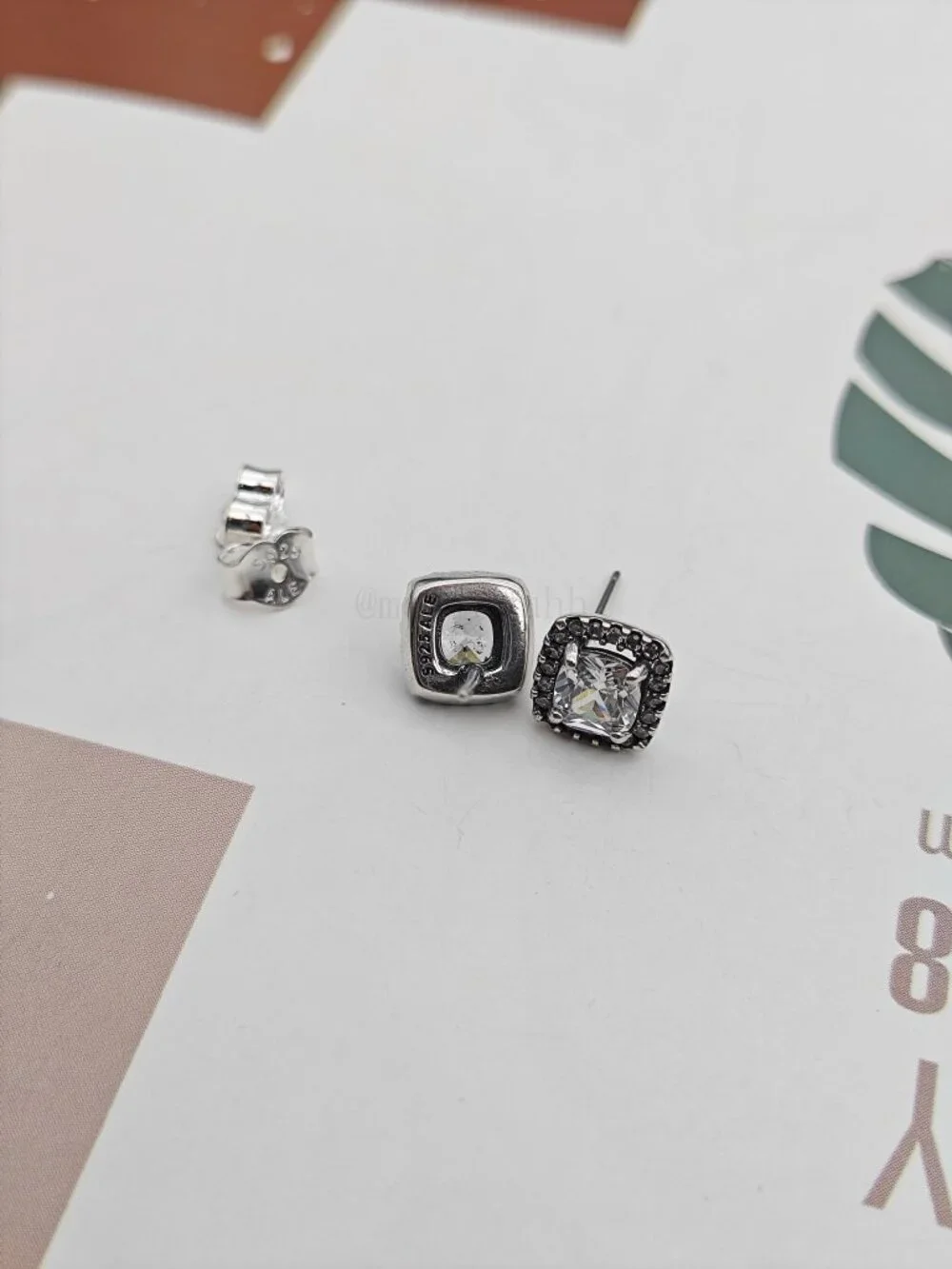 Pandora Square Sparkle Halo Stud Earrings